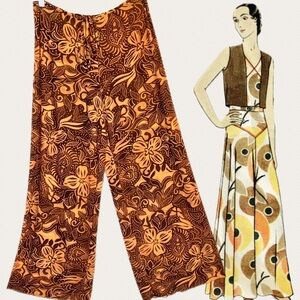 VINTAGE California‎ bohemian beach sheer wide leg palazzo pants artsy earthy 80s